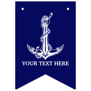Vintage Nautical Anchor Rope Boat Name Bunting Flags