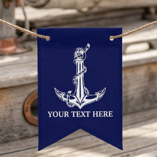 Vintage Nautical Anchor Rope Boat Name Bunting Flags