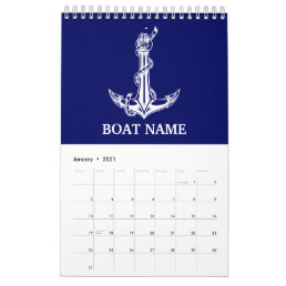 Vintage Nautical Anchor Rope Boat Name Calendar