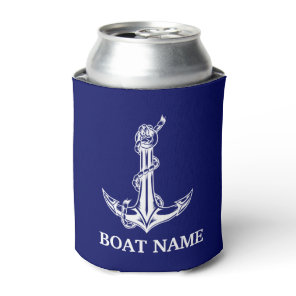 Vintage Nautical Anchor Rope Boat Name Can Cooler
