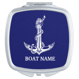 Vintage Nautical Anchor Rope Boat Name Compact Mirror