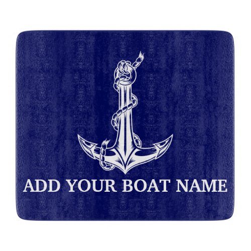 Vintage Nautical Anchor Rope Boat Name Cutting Board
