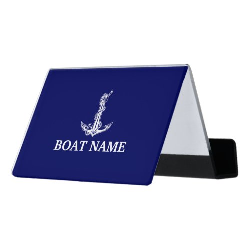 Vintage Nautical Anchor Rope Boat Name Desk Business Card Holder