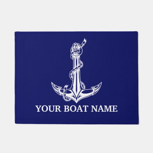 Vintage Nautical Anchor Rope Boat Name Doormat