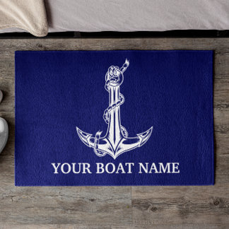 Vintage Nautical Anchor Rope Boat Name Doormat