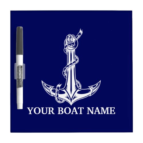 Vintage Nautical Anchor Rope Boat Name Dry Erase Board