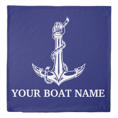 Vintage Nautical Anchor Rope Boat Name Duvet Cover