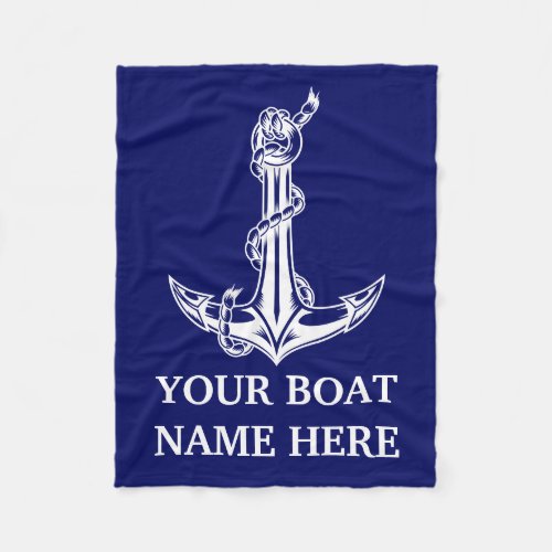 Vintage Nautical Anchor Rope Boat Name Fleece Blanket