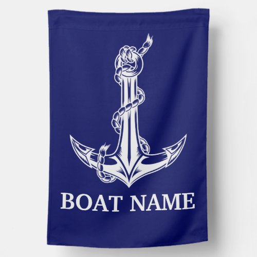 Vintage Nautical Anchor Rope Boat Name House Flag