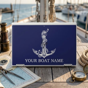 Vintage Nautical Anchor Rope Boat Name HP Laptop Skin