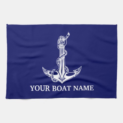 Vintage Nautical Anchor Rope Boat Name Kitchen Towel