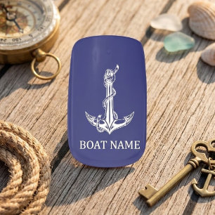 Vintage Nautical Anchor Rope Boat Name Minx Nail Art