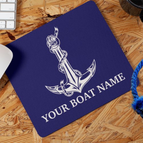 Vintage Nautical Anchor Rope Boat Name Mouse Pad