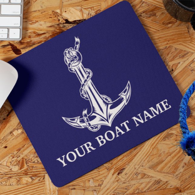 Vintage Nautical Anchor Rope Boat Name Mouse Pad (Creator Uploaded)