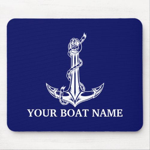Vintage Nautical Anchor Rope Boat Name Mouse Pad