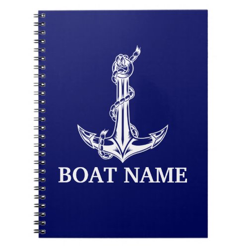 Vintage Nautical Anchor Rope Boat Name Notebook