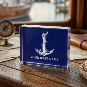 Vintage Nautical Anchor Rope Boat Name Paperweight