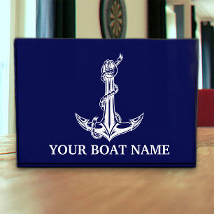 Vintage Nautical Anchor Rope Boat Name Photo Block