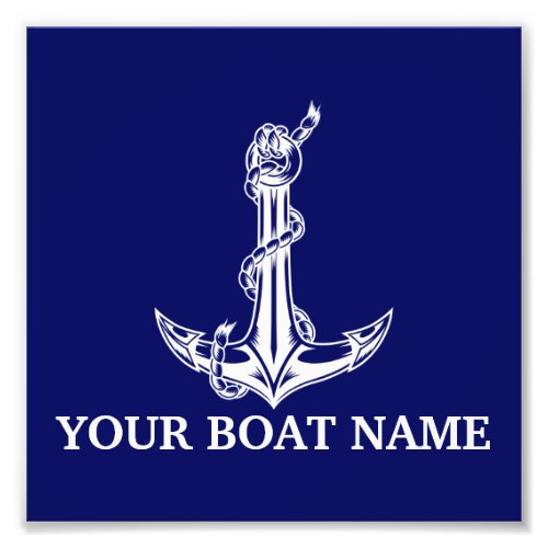 Vintage Nautical Anchor Rope Boat Name Photo Print