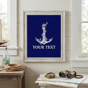 Vintage Nautical Anchor Rope Boat Name Photo Print