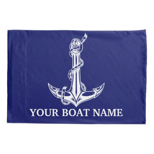Vintage Nautical Anchor Rope Boat Name Pillow Case