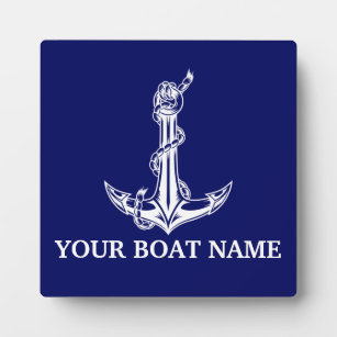 Vintage Nautical Anchor Rope Boat Name Plaque