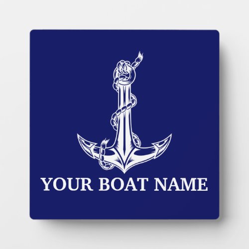 Vintage Nautical Anchor Rope Boat Name Plaque