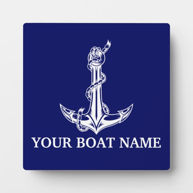 Vintage Nautical Anchor Rope Boat Name Plaque (Front)
