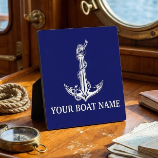 Vintage Nautical Anchor Rope Boat Name Plaque
