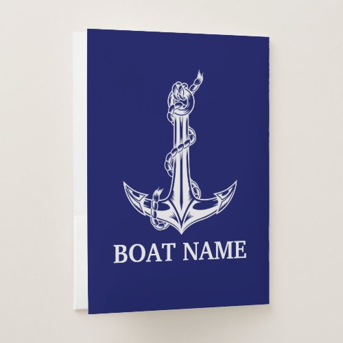Vintage Nautical Anchor Rope Boat Name Pocket Folder