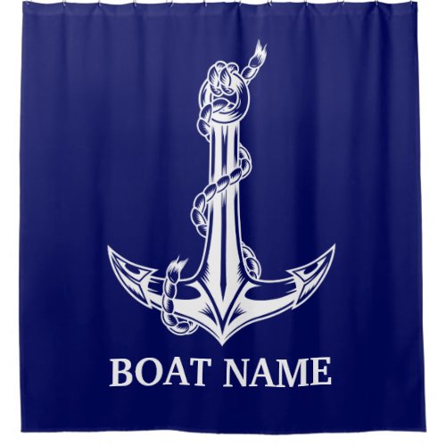 Vintage Nautical Anchor Rope Boat Name Shower Curtain