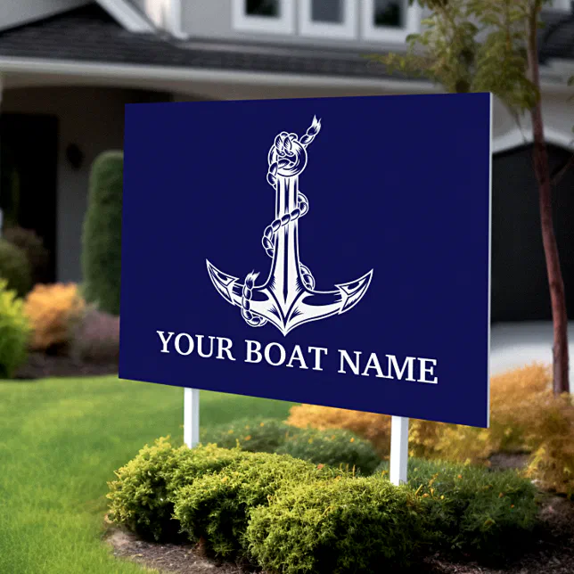 Nautical Rope Signs Vintage Nautical Anchor Rope Boat Name Sign | Zazzle