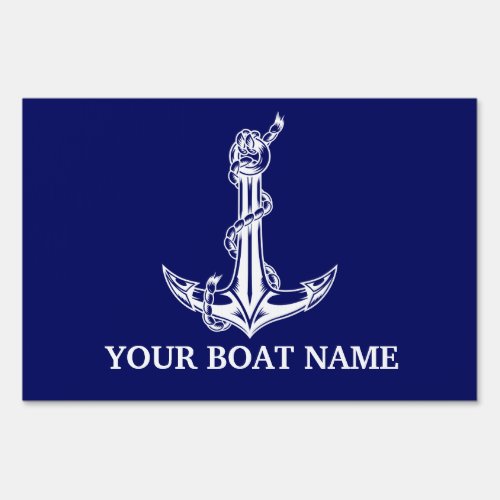 Vintage Nautical Anchor Rope Boat Name Sign