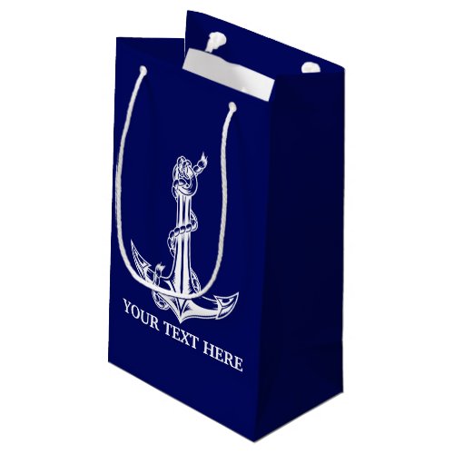 Vintage Nautical Anchor Rope Boat Name Small Gift Bag