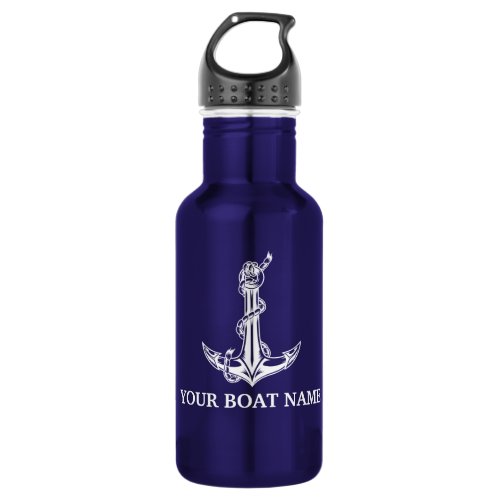 Vintage Nautical Anchor Rope Boat Name Stainless Steel Water Bottle