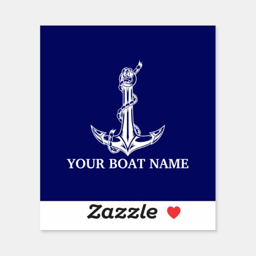 Vintage Nautical Anchor Rope Boat Name Sticker