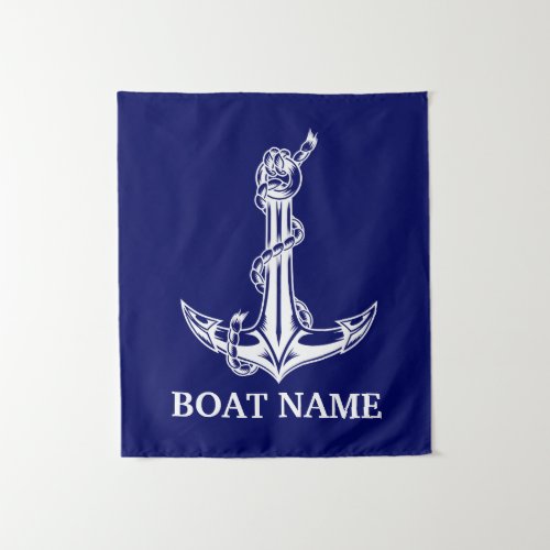 Vintage Nautical Anchor Rope Boat Name Tapestry