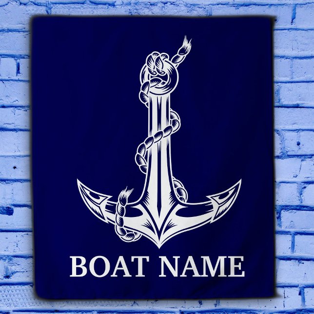 Vintage Nautical Anchor Rope Boat Name Tapestry (Creator Uploaded)
