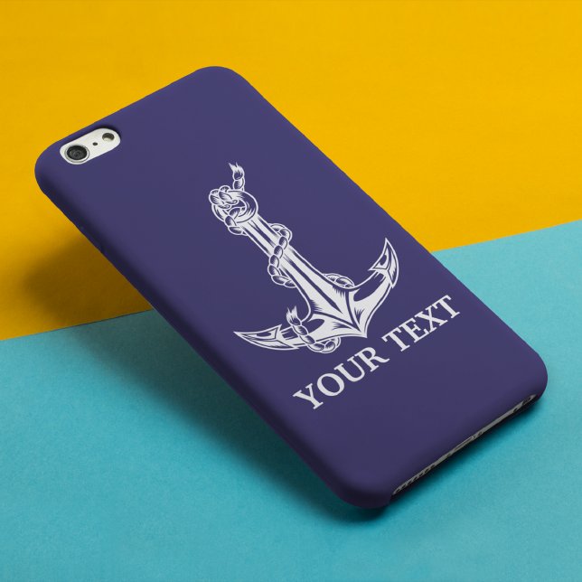 Vintage Nautical Anchor Rope Boat Name Uncommon iPhone Case (Creator Uploaded)