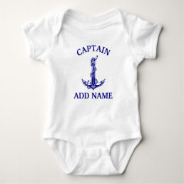 Vintage Nautical Anchor Rope Captain Name Baby Bodysuit