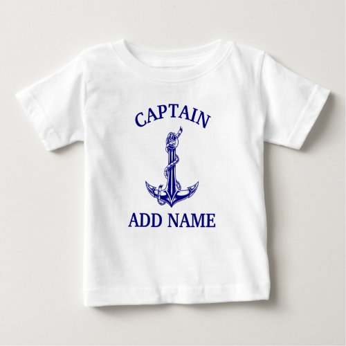 Vintage Nautical Anchor Rope Captain Name Baby T_Shirt
