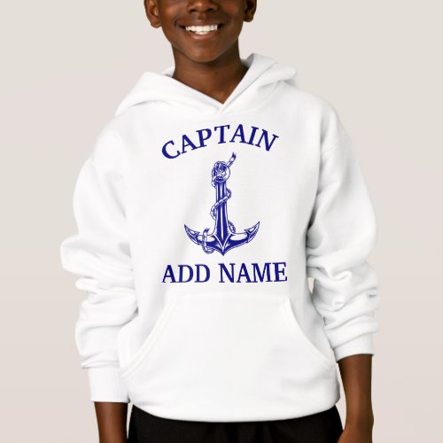 Vintage Nautical Anchor Rope Captain Name Hoodie