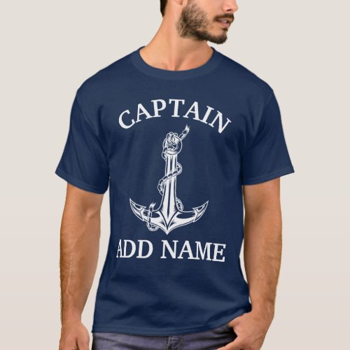 Vintage Nautical Anchor Rope Captain Name T_Shirt