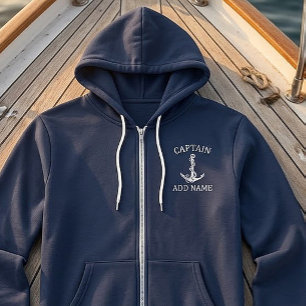 Vintage Nautical Anchor Rope Captain Name T-Shirt Hoodie