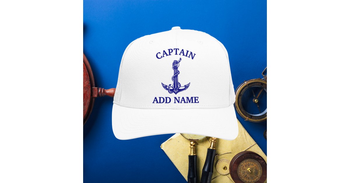 Vintage Nautical Anchor Rope Captain Trucker Hat | Zazzle