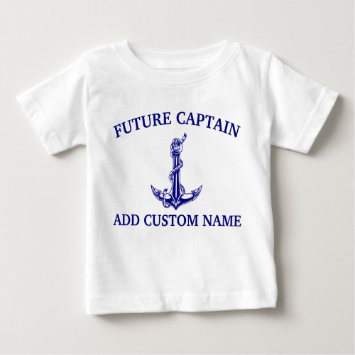 Vintage Nautical Anchor Rope Future Captain Name Baby T_Shirt
