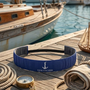 Vintage Nautical Anchor Rope Your Text Here Athletic Headband