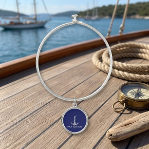 Vintage Nautical Anchor Rope Your Text Here Bangle Bracelet