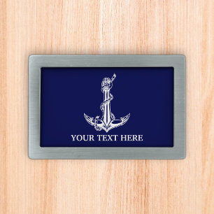 Vintage Nautical Anchor Rope Your Text Here Belt Buckle