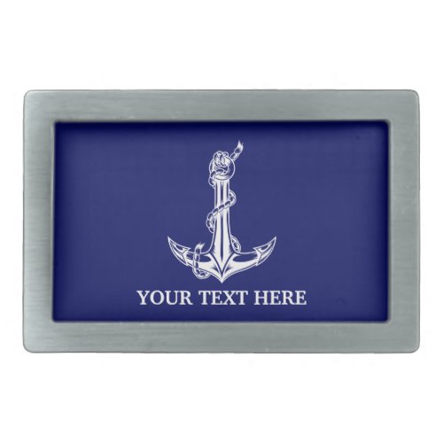 Vintage Nautical Anchor Rope Your Text Here Belt Buckle